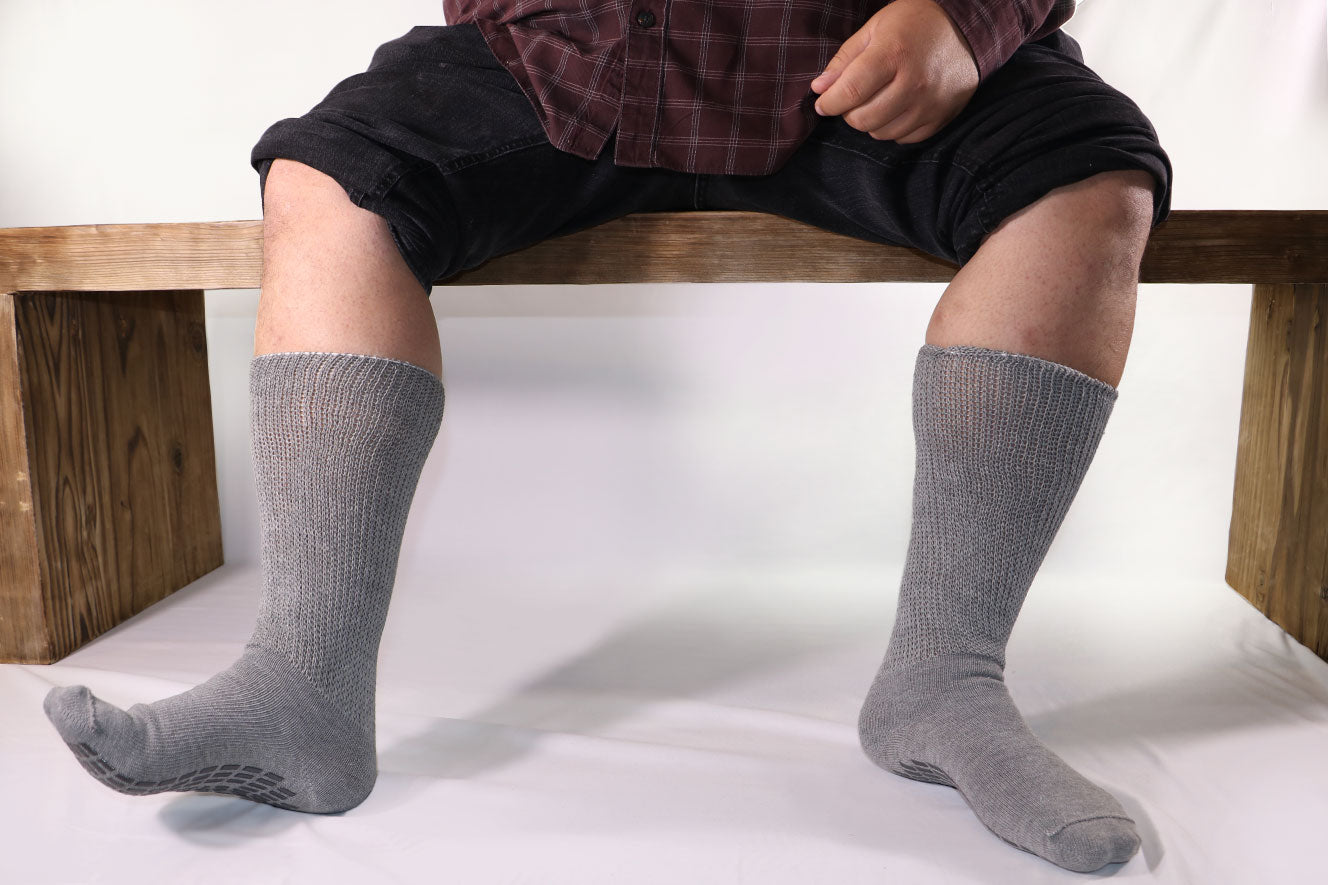 Super Wide Socks in Grey with Anti-Slip